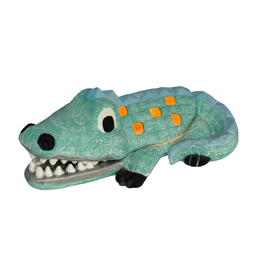 Alligator Tea Light Crocodile Figurine Ceramic Night Light 10.75" x 6.5"